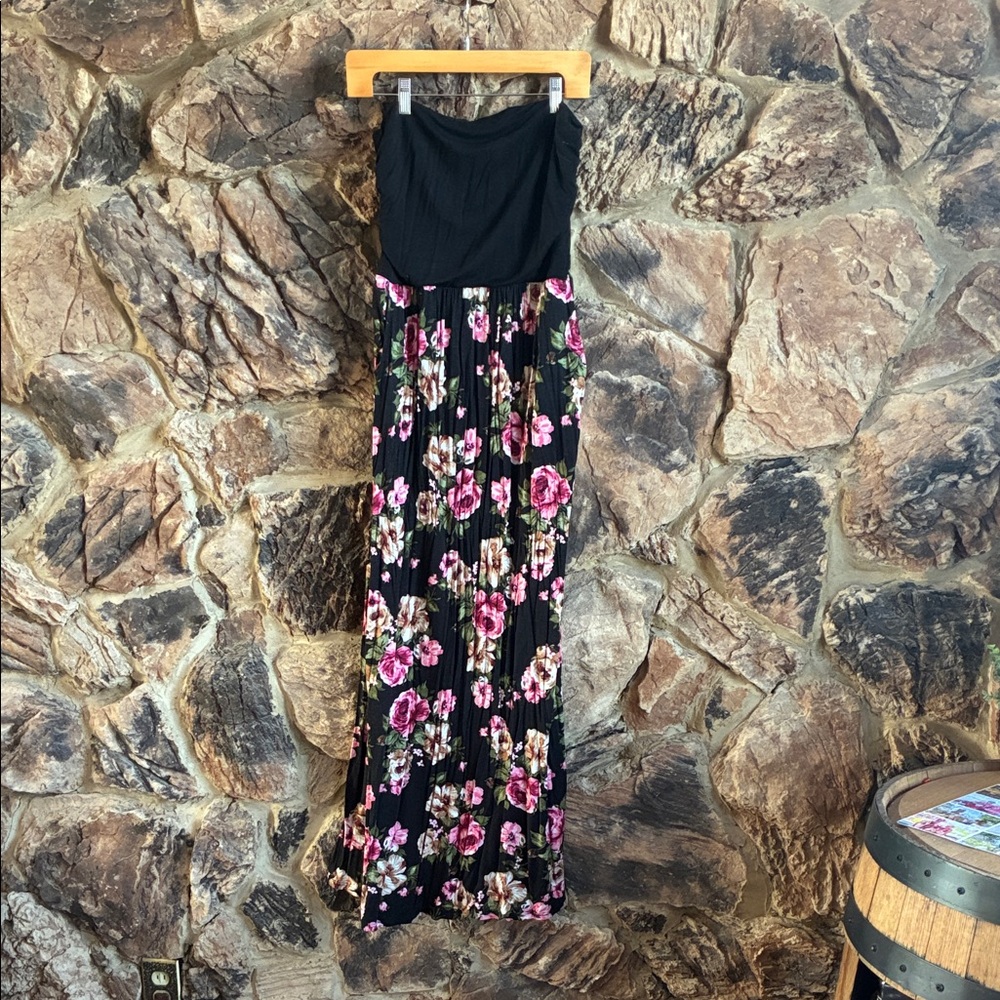 Floral Maxi Dress with Black Top
